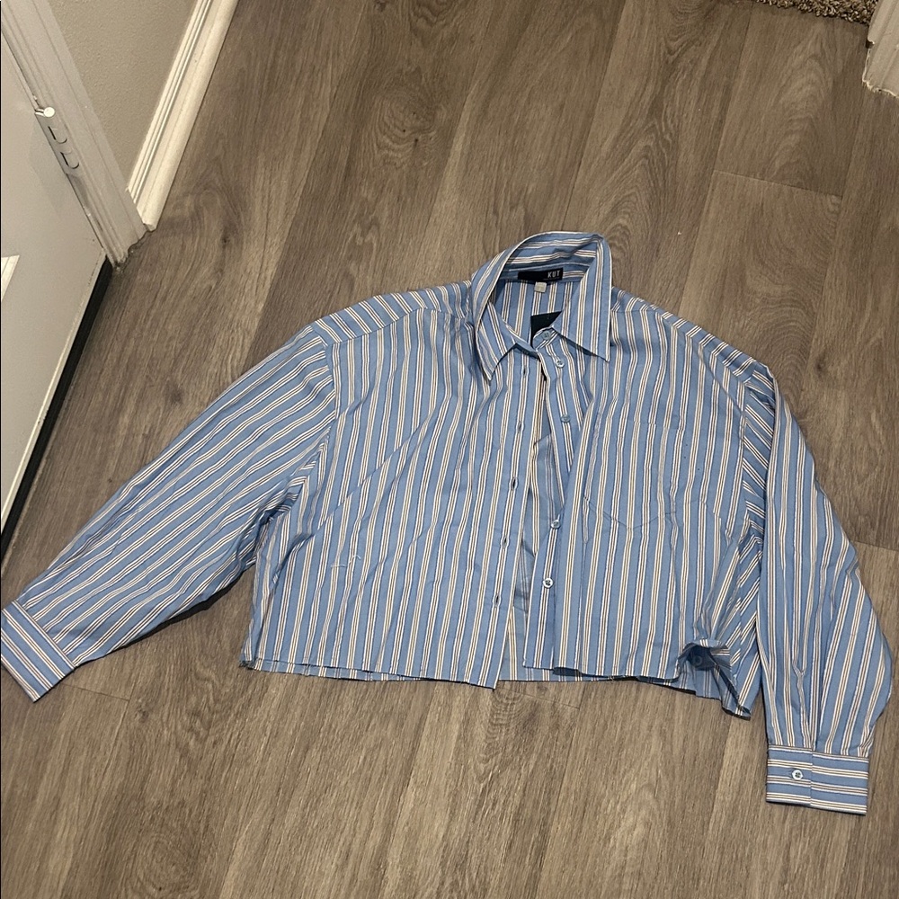 Kut from the Kloth Blue and White Striped Shirt